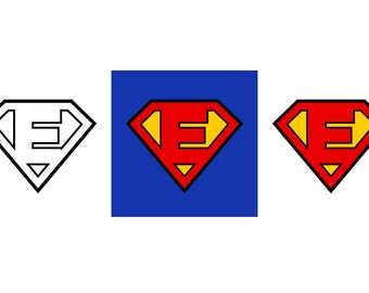 Superman Letter E - Download Digital Clipart Silhouette Vector Files