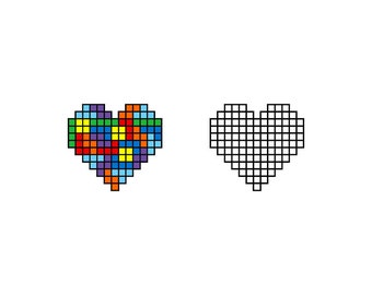 Tetris Heart - Download Digital Clipart Silhouette Vector Files