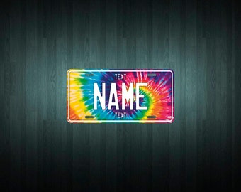 Tie Dye Style Mini USA License Plate (choose your text, size, material)