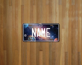 Personalised planets License Plate (choose your text, color, size, material)