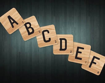 Personalized Wood Effect Scrabble Letter Tile Stickers