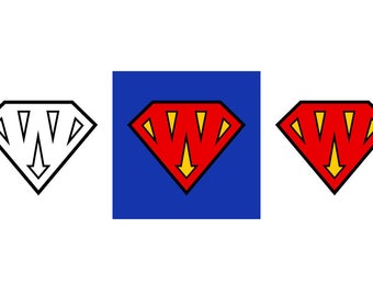 Superman Letter W - Download Digital Clipart Silhouette Vector Files