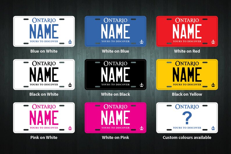 Custom Ontario Style License Plate choose your text size Etsy