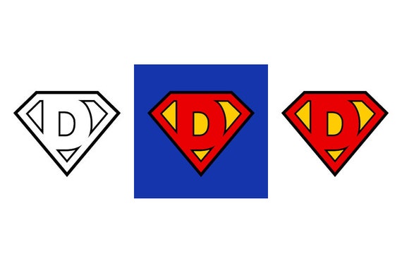 Superman Letter D Download Digital Clipart Silhouette Vector | Etsy