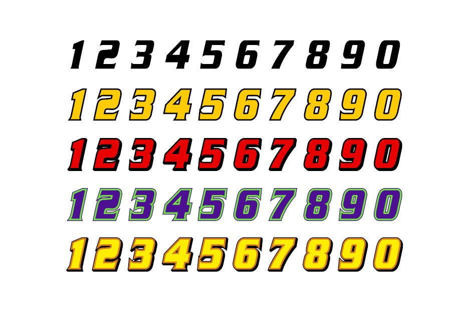Race Car Numbers SVG