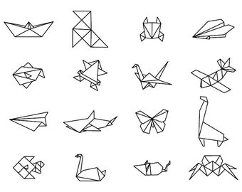 Origami Shapes - Download Digital Clipart Silhouette Vector Files