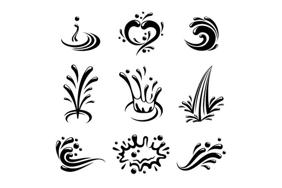 Water Splash Download Digital Clipart Silhouette Vector Etsy