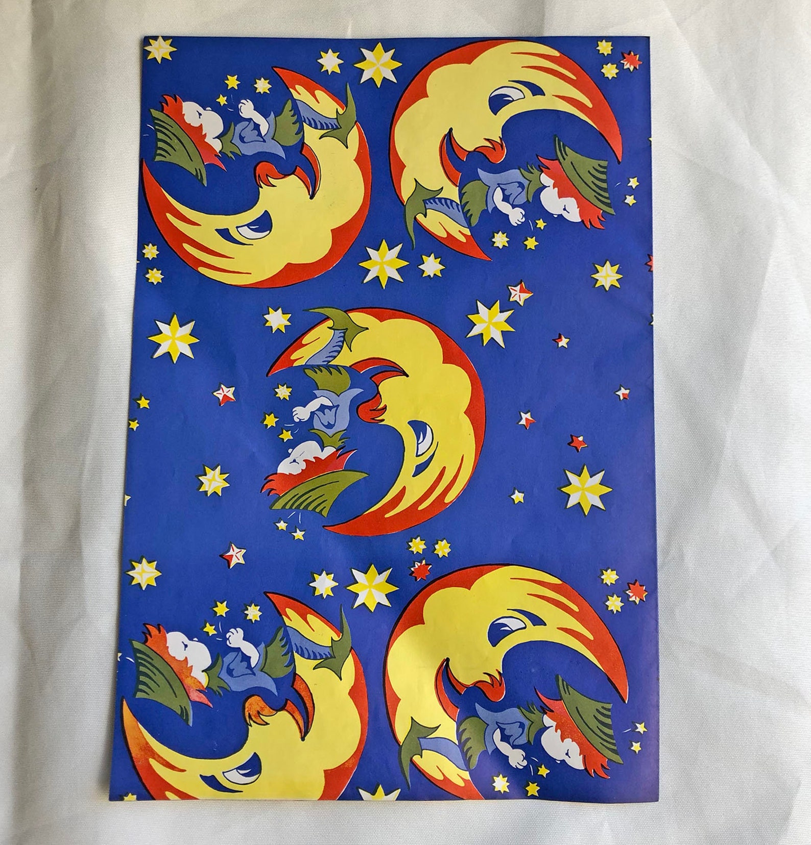 Vintage Man on the Moon Nursery Rhyme Wrapping Paper Etsy