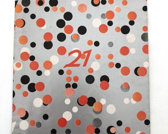 Vintage | 21st | Retro | Spots | Silver | Orange | Birthday | Gift Wrap | Wrapping Paper