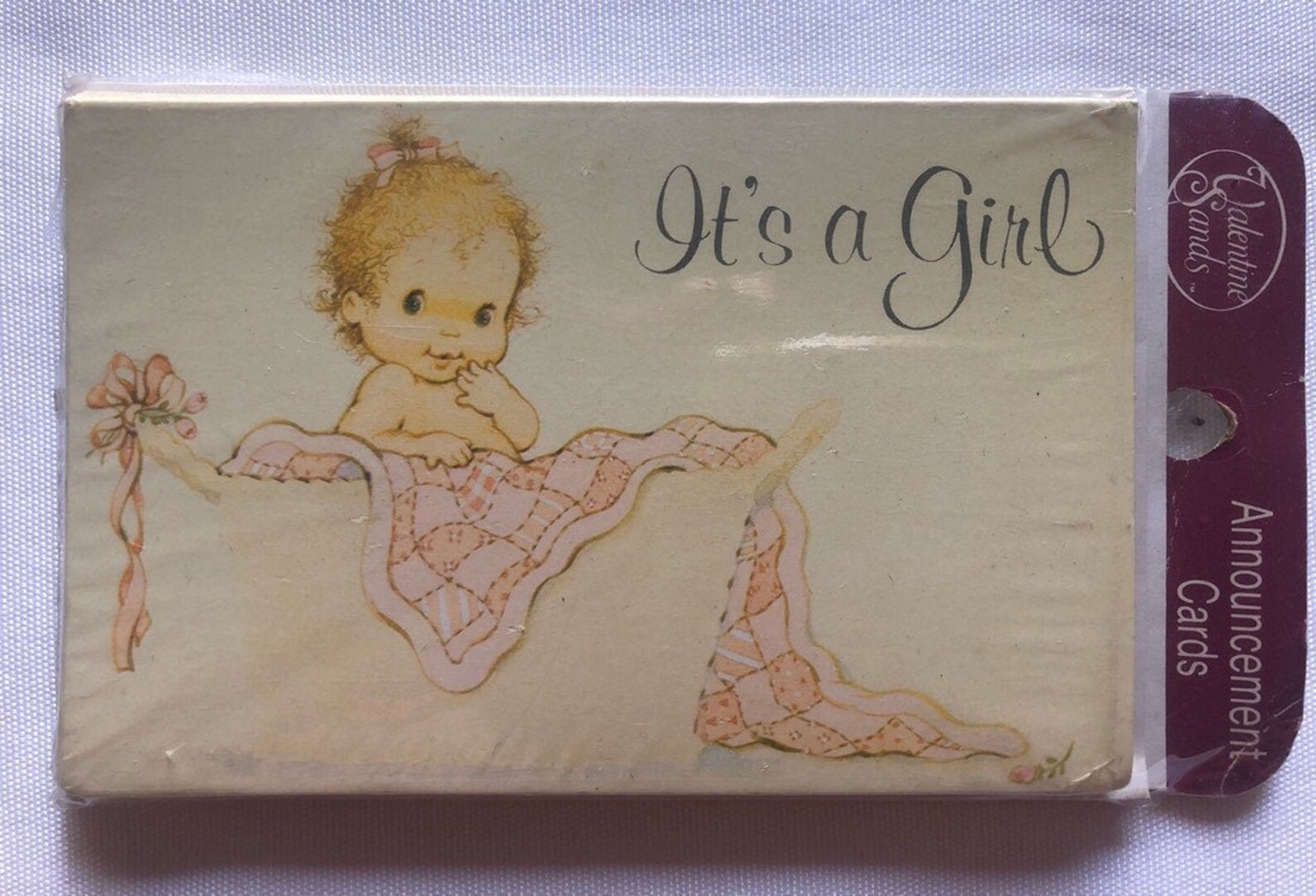 Vintage Baby Girl Birth Announcement Cards Etsy 日本