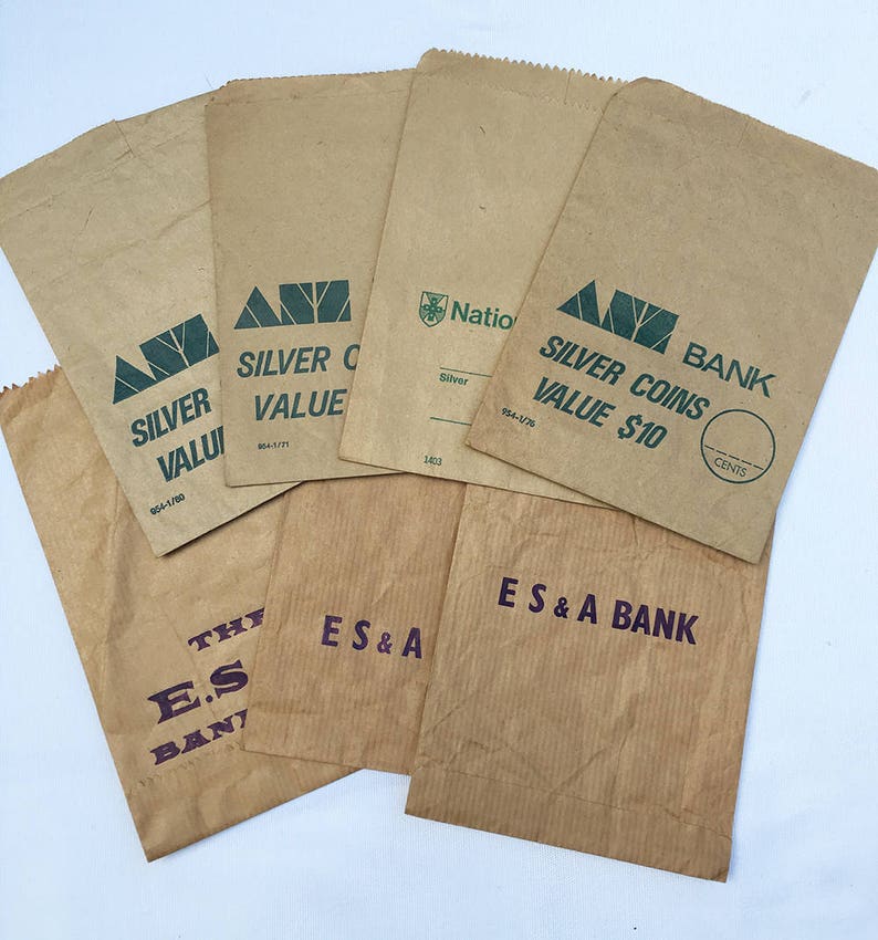 Vintage Australian Bank Money Paper Bags x 7 Etsy