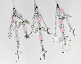 BabyPink Core - Phone Charms (whimsy goth, pastel goth, cybercore, cyberY2K, aesthetic, chrome, coquette)