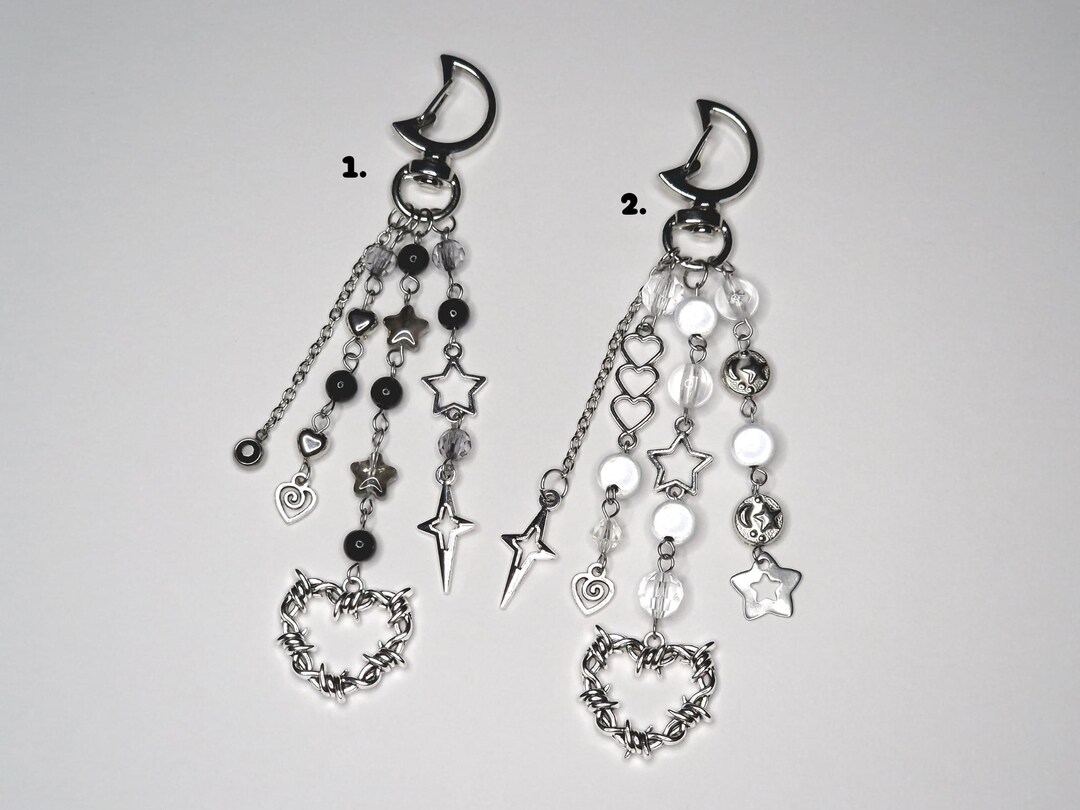 Y2k 2000s Aesthetic Star Beaded Bag Charm - Keychain - Handmade ...