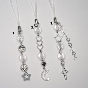 clear star bead phone charm - phone strap keychain y2k 2000s aesthetic grunge goth kpop trinket acubi