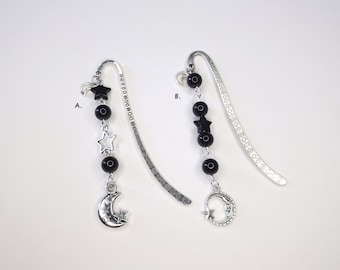 Black Star and Moon Bookmark Charm | Celestial Gothic Y2K Witchy Beaded  Accessory