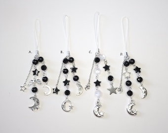 Adornos para teléfono de Luna Negra / Accesorio de cuentas de bruja gótica celestial Y2K