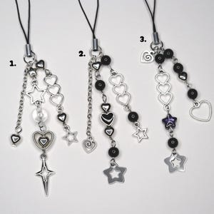 y2k star beaded phone charm - phone strap keychain y2k 2000s grunge goth kpop trinket acubi dark aesthetic