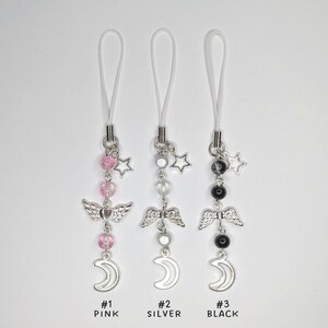 Star & Moon Beaded Phone Charm: Pastel Goth Y2K Kawaii