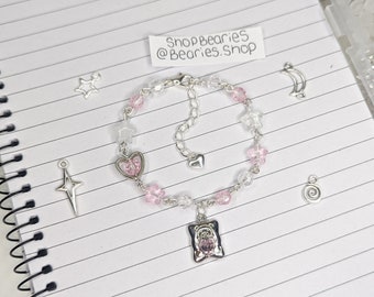 roze kawaii kralen armbanden - eclipse collectie - handgemaakte sieraden {eigenzinnigheid, acubi, cybercore, cyberY2K, esthetisch}