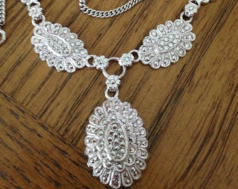 Sterling Silver and Marcasite Y Necklace
