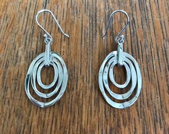 Sterling Silver Circular Drop Dangle Earrings