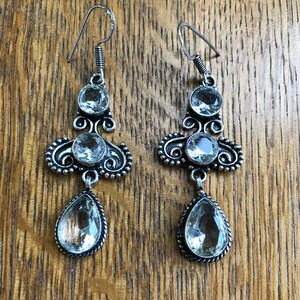 Sterling Silver and Crystal Dangle Earrings