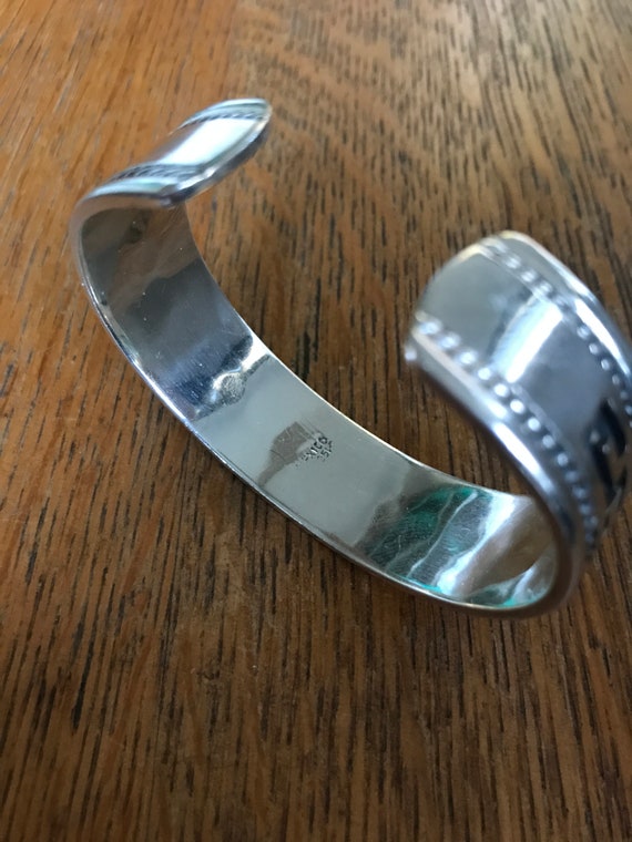 Sterling Silver Cuff Bracelet with Greek Key Desi… - image 2