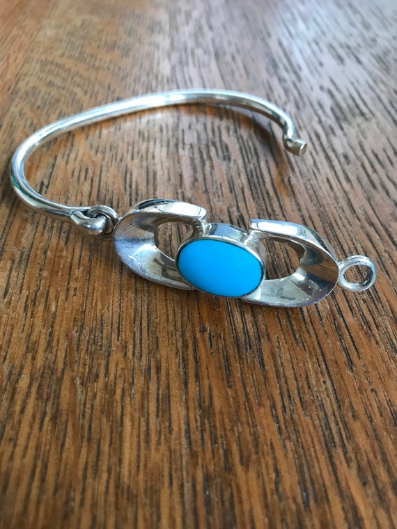Sterling Silver and Turquoise Bangle Bracelet, 7 … - image 3