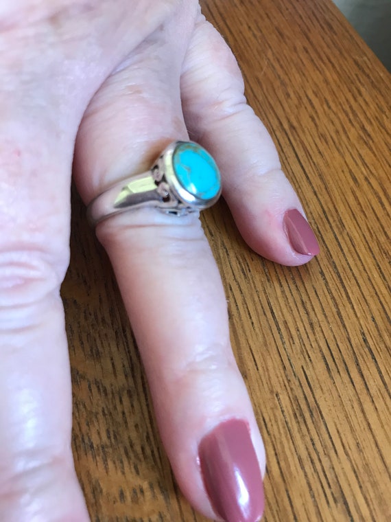 Sterling Silver and Turquoise Ring, size 8 - image 3