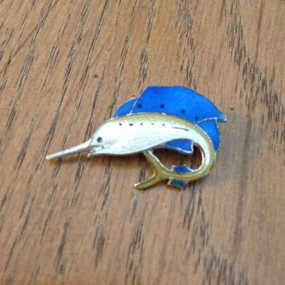 Sterling Silver Enamel Swordfish Pin