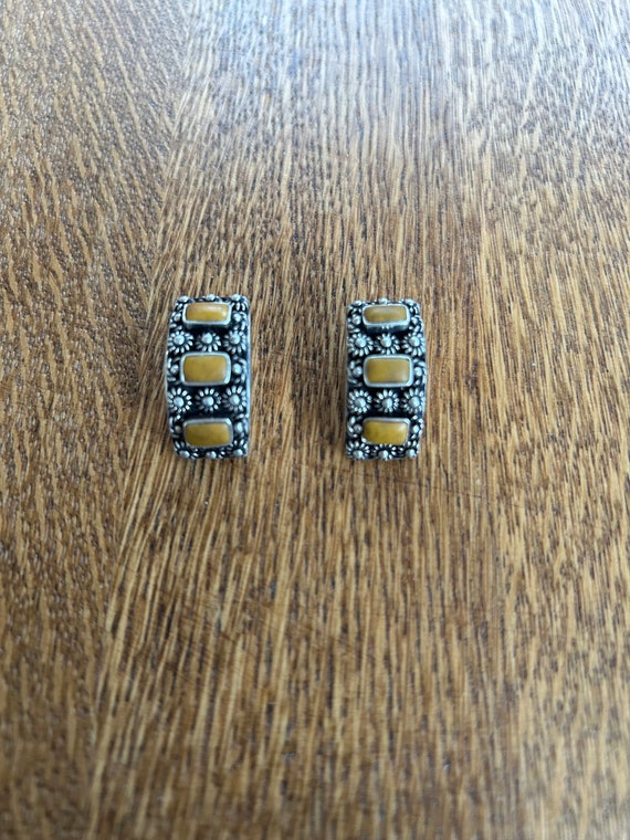 Sterling Silver and Jasper Clip Earrings