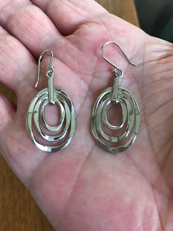 Sterling Silver Circular Drop Dangle Earrings - image 4