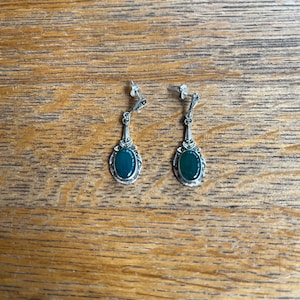 Sterling Silver and Jade Dangle Earrings