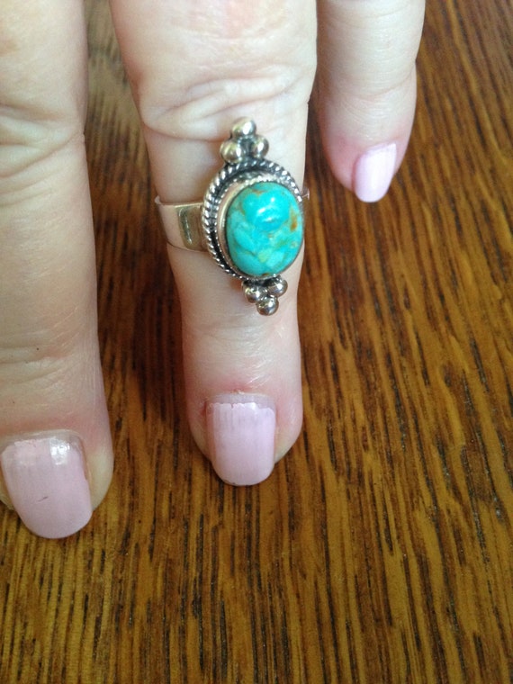 Turquoise Sterling Silver Ring - image 2