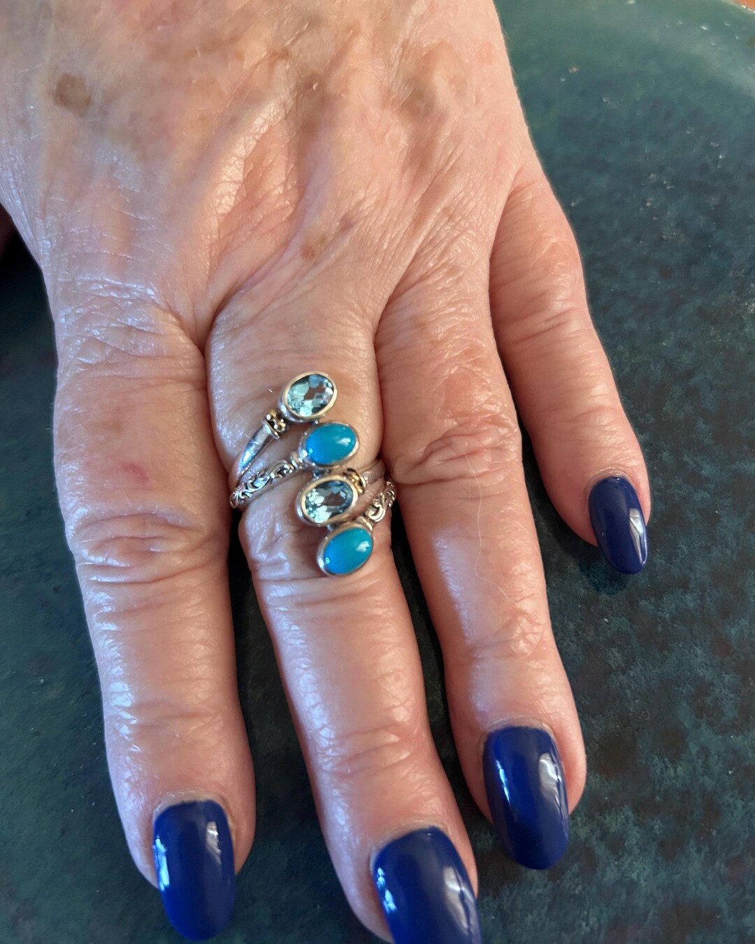 Sterling Silver Sleeping Beauty Turquoise and Blue Topaz Ring, Size 10 ...