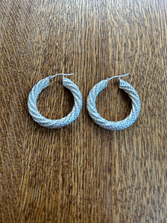 Sterling Silver Hoop Earrings 1 1/2”