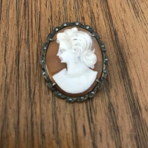 800 Fine Silver Cameo and Marcasite Pendant and Brooch