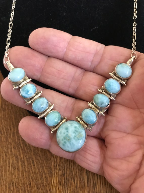 Sterling Silver and Larimar Y Necklace