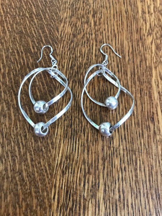 Sterling Silver Modern Hoop Dangle Earrings