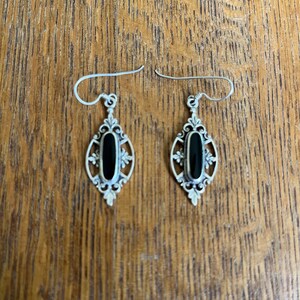 Sterling Silver and Onyx Dangle Earrings