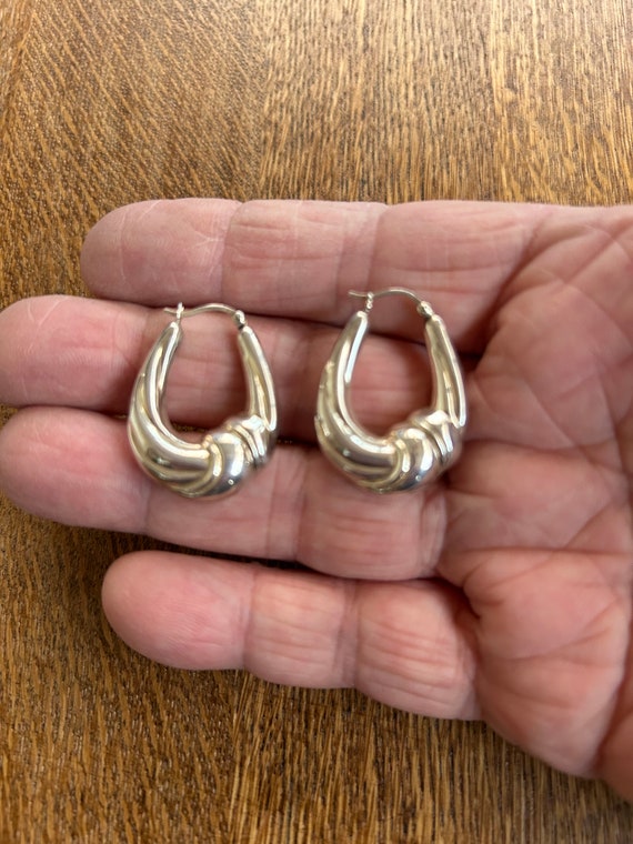 Sterling Silver Hoop Earrings 1 1/4” long