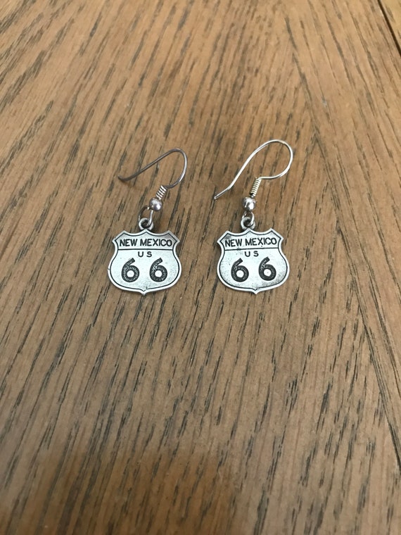 Sterling Silver New Mexico Route 66 Dangle Earring
