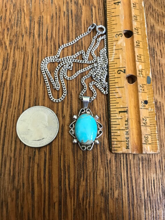 Sterling Silver and Turquoise Pendant 20” Necklace - image 2