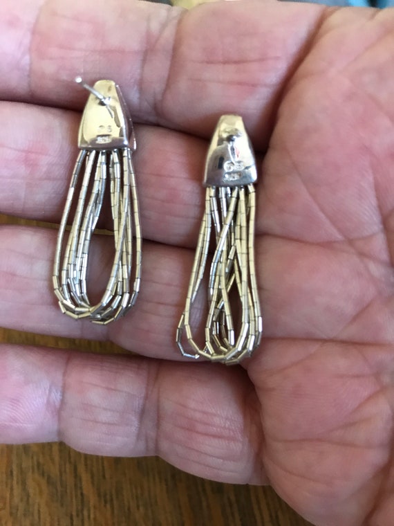 Sterling Silver Multi chain Link Dangle Earrings - image 3