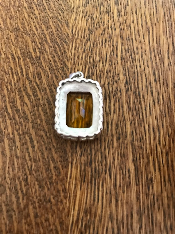 Sterling Silver Citrine and Marcasite Pendant - image 2