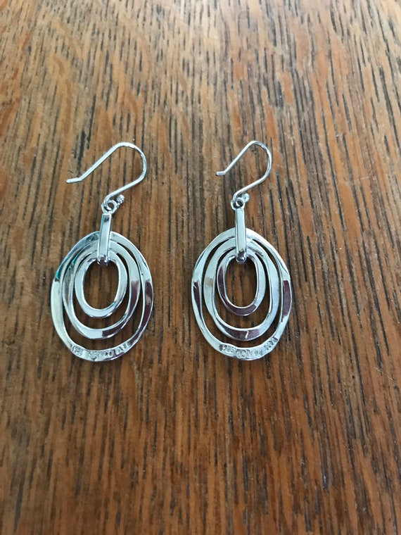 Sterling Silver Circular Drop Dangle Earrings - image 3