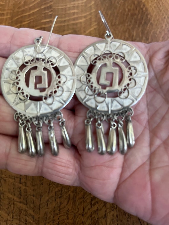 Taxco Mexico Sterling Silver Dangle Earrings - image 4