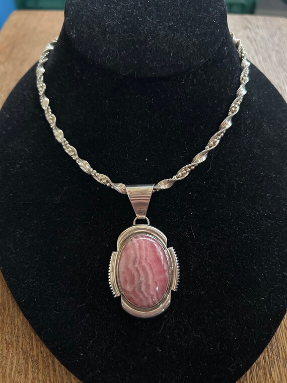 Native American Sterling Silver and Rhodochrosite… - image 1