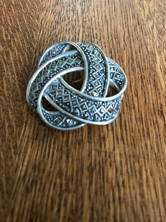 Sterling Silver and Marcasite Knot Brooch