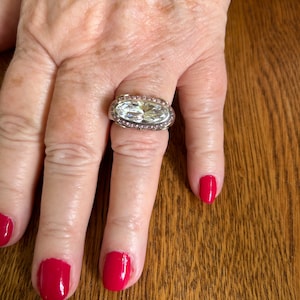 Sterling Silver Pink and White Cubic zirconia Ring, size 8